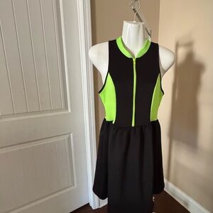 One Clothing Black and Neon Green Mini Dress